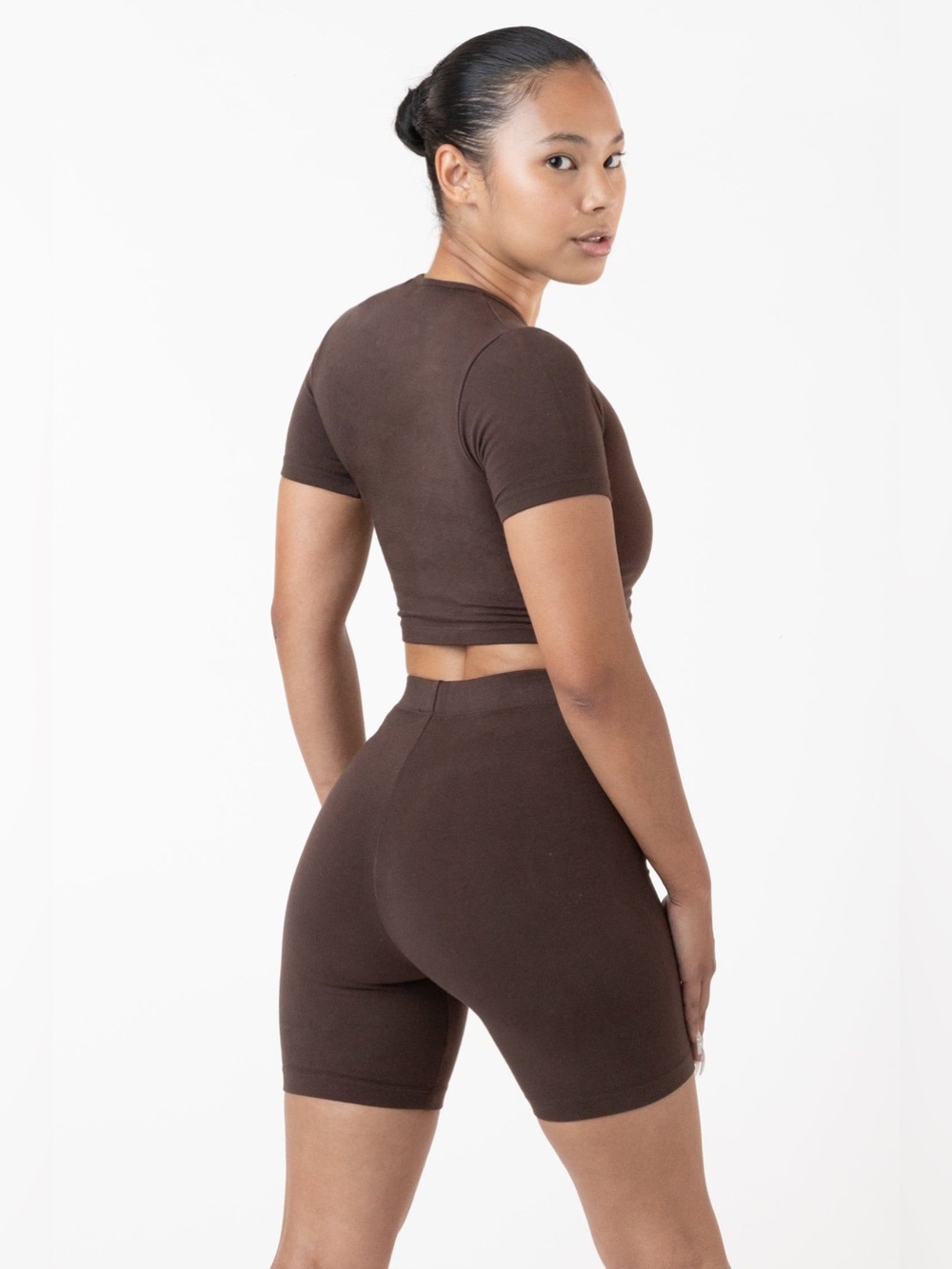 Los Angeles Apparel GARMENT DYE BIKE SHORTS - Chocolate Size Small